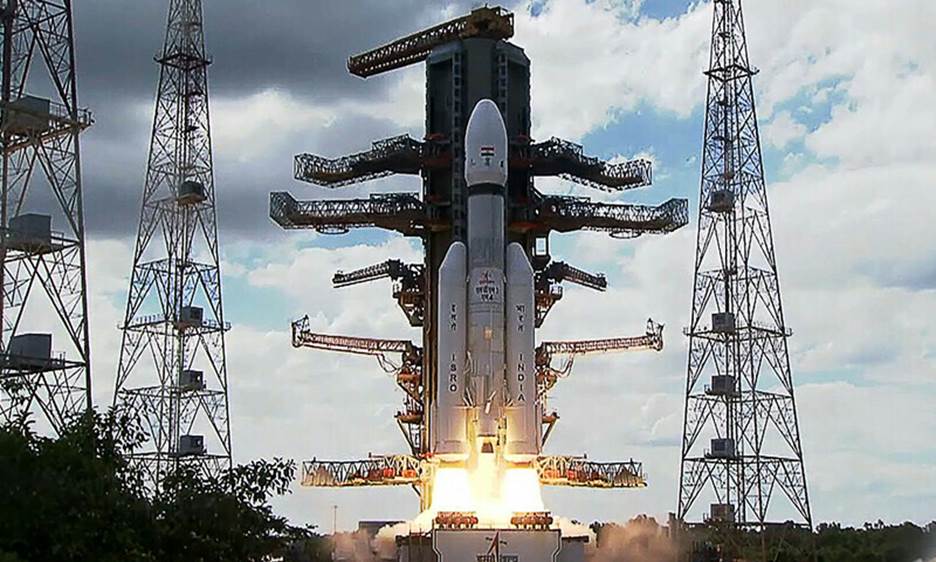 This screen grab made from video footage from ISRO via AFPTV taken on July 14, 2023 shows an Indian Space Research Organisation (ISRO) rocket carrying the Chandrayaan-3 spacecraft lifting off from the Satish Dhawan Space Centre in Sriharikota, an island off the coast of southern Andhra Pradesh state. — AFP