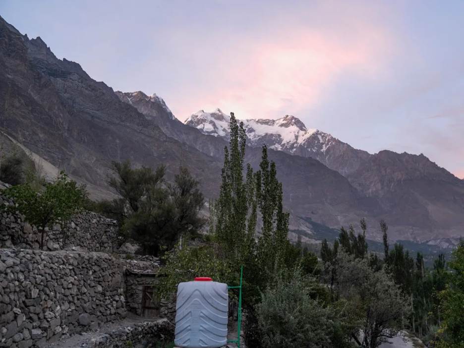 2000-gallon water tank in Hunza Valley