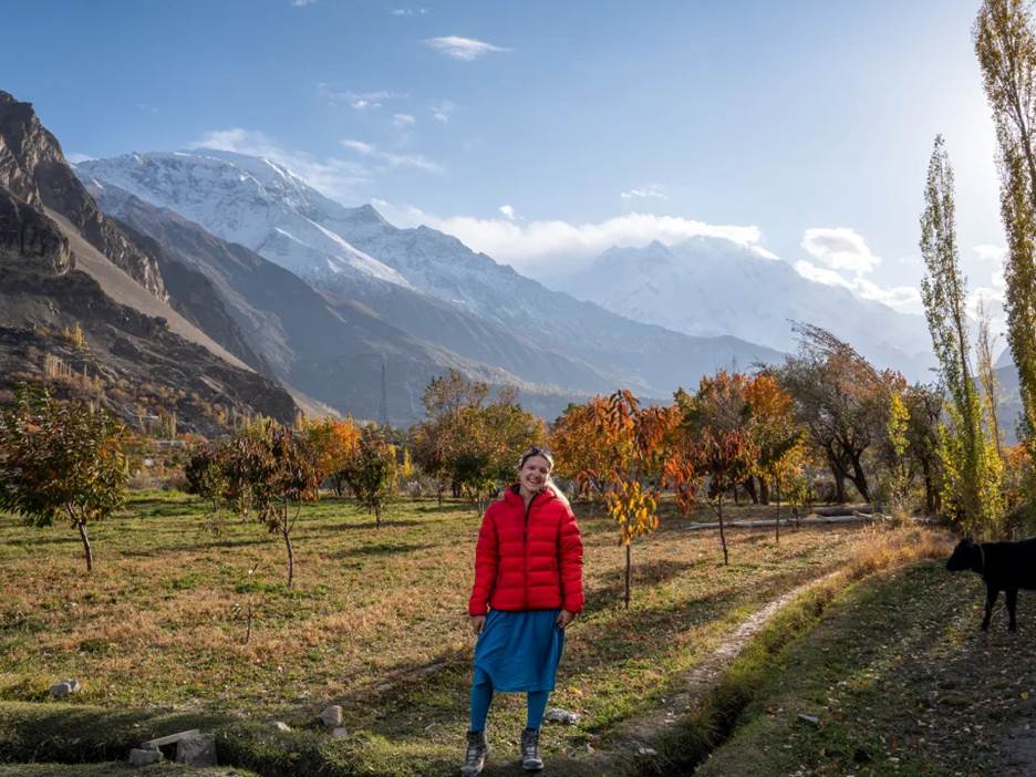 Woman walking Hunza Valley