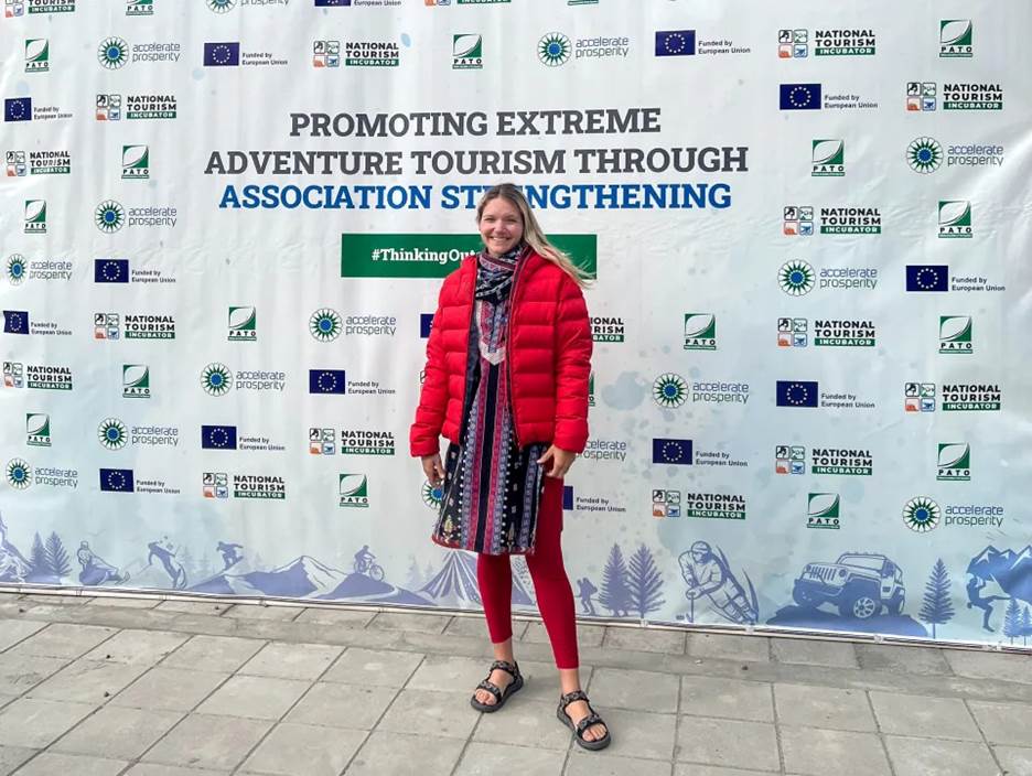 Shea speaking at a tourism event in Hunza