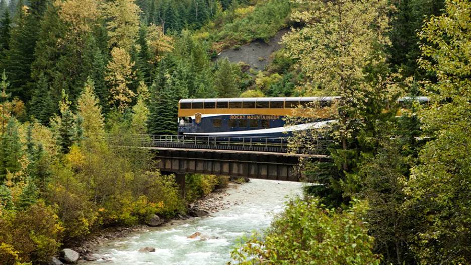 The train passes through the lush Albert Canyon.