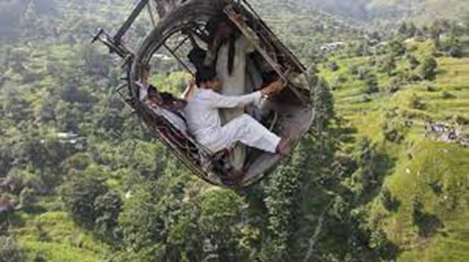 Pakistan: Drone shows children trapped in cable car dangling over river canyon | World News | Sky News