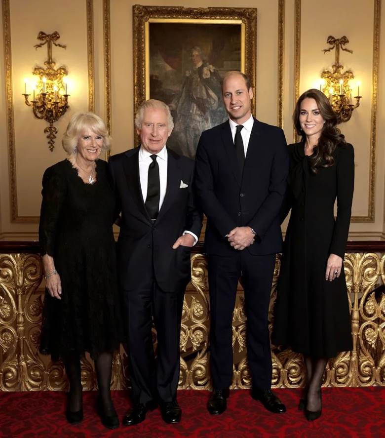 official picture released of king charles iii, queen consort and the prince and princess of wales