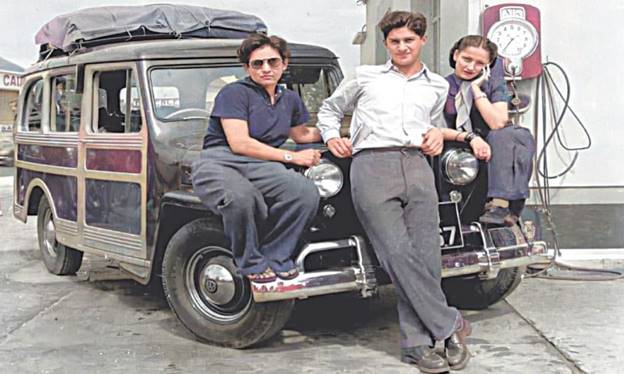 A young Shaharyar poses with his mother, Princess Abida Sultan (left), during a trip to Europe.—Family archive