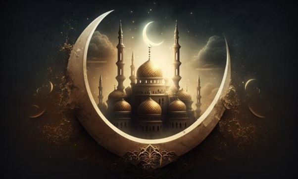 A moon with a building in the middle AI-generated content may be incorrect.