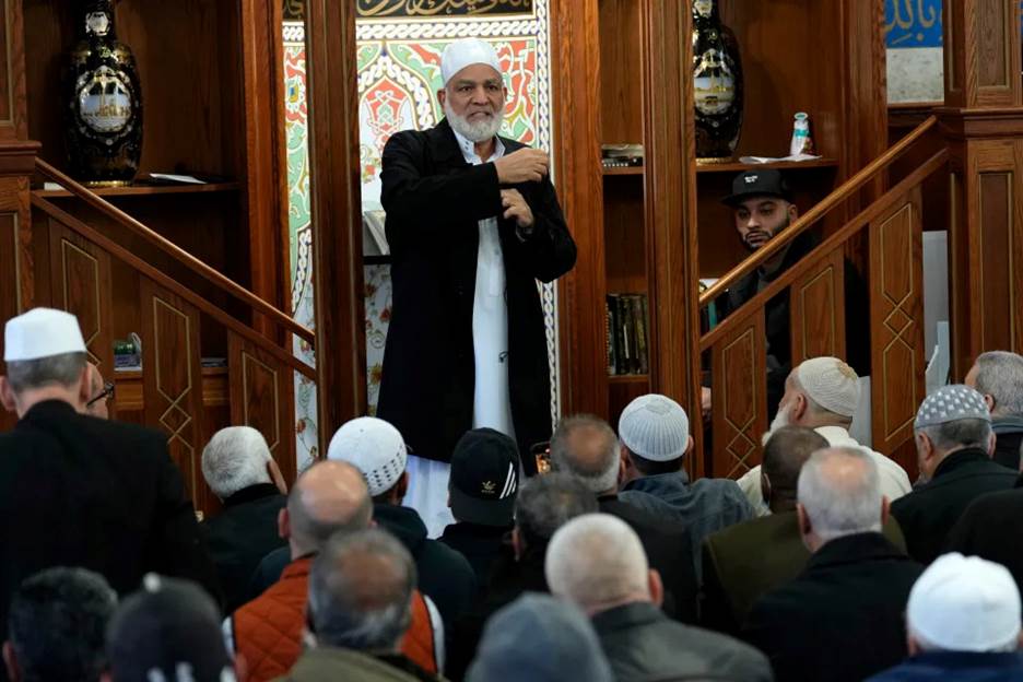 Imam Abdel Elnakib describes how his brother, Imam Sayed Elnakib (not shown) was stabbed twice during the Sunday morning prayer session at Omar Mosque, in Paterson. The alleged attacker was praying at the mosque before the attack.  Others praying at the mosque apprehended the man before police arrived. Sunday, April 9, 2023
