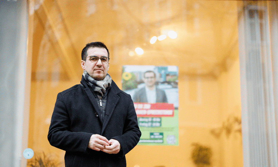 Jian Omar, a German politician of Kurdish-Syrian background, stands in front of his constituency office that has been attacked three times since October 7, in Berlin, Germany on Nov 27, 2023. — Reuters
