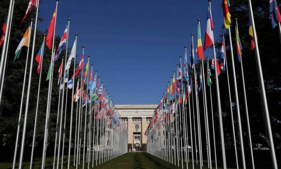The flags alley is seen outside the United Nations building during the Human Rights Council in Geneva, Switzerland, February 27. — Reuters
