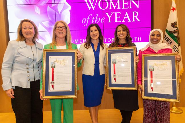 Assemblywoman Petrie-Norris joined by honorees Jennifer Friend, Dr. Shaista Malik, Dr. Samar Aziz and Alteryx co-founder Olivia (Libby) Duane Adams 