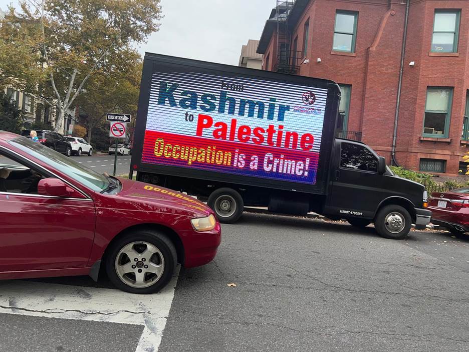 A truck with a large screen on it Description automatically generated