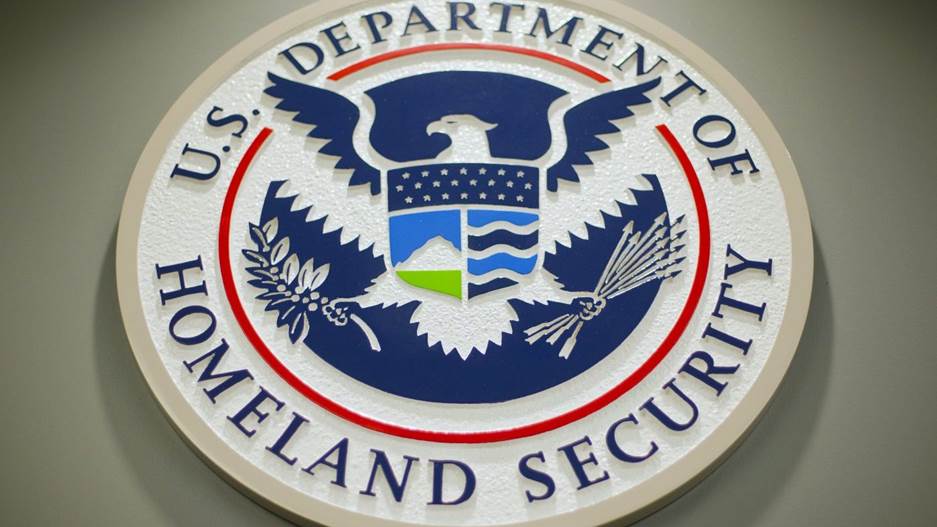 FILE - The Department of Homeland Security logo is seen during a news conference in Washington, Feb. 25, 2015. The Department of Homeland Security has long had the ability to inspect facilities where chemicals are used or stored to make sure their security systems are in place. And the facilities themselves have been required to vet prospective employees for any terrorism links. But the program, called the Chemical Facility Anti-Terrorism Standards, expired July 28, 2023, after Congress failed to renew it. (AP Photo/Pablo Martinez Monsivais, File)