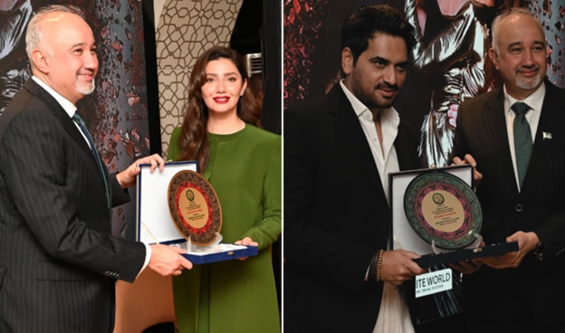 Pakistani superstars Mahira Khan, Humayun Saeed honored in UAE amid ‘Love Guru’ promotions