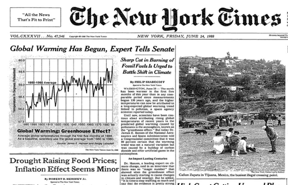 30 years ago global warming became front-page news – and both Republicans and Democrats took it seriously