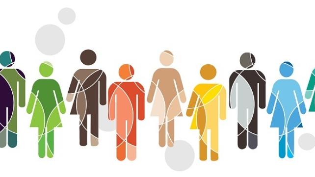 A group of people in different colors Description automatically generated