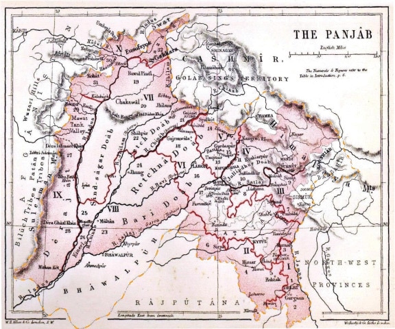 Map of the British Indian Punjab after Delhi’s inclusion