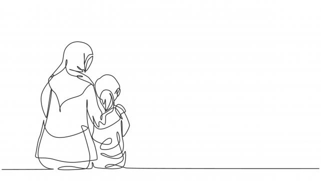 A person and child sitting together Description automatically generated