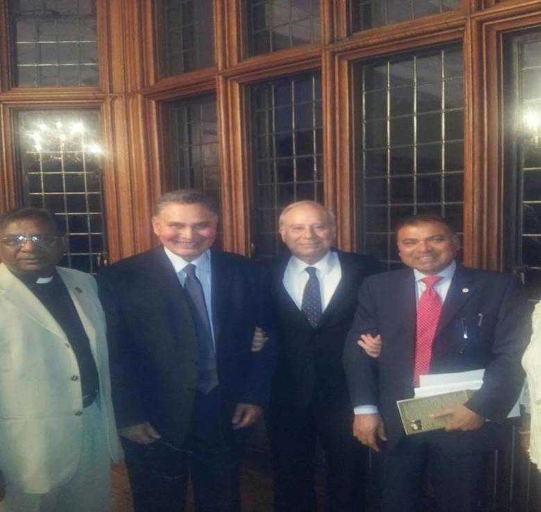 Ahmed (second from right) gathers with a delegation of Pakistani Christians, including Shera (second from left), on a historic visit to Lambeth Palace nearly twenty years ago. Ahmed was the first ever Pakistani High Commissioner to the UK to call upon the Archbishop of Canterbury at Lambeth Palace.
