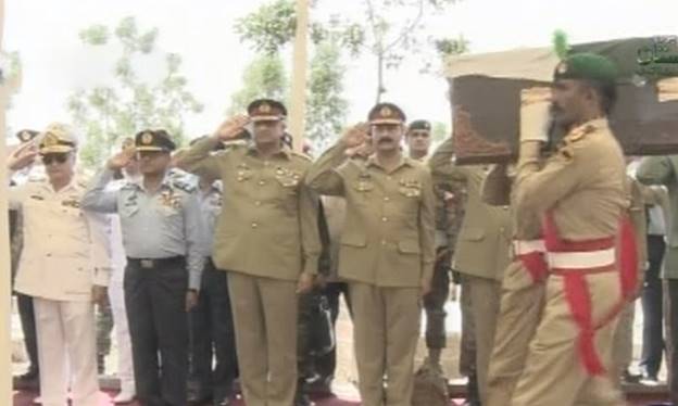 Three services chiefs attend the funeral.— DawnNews